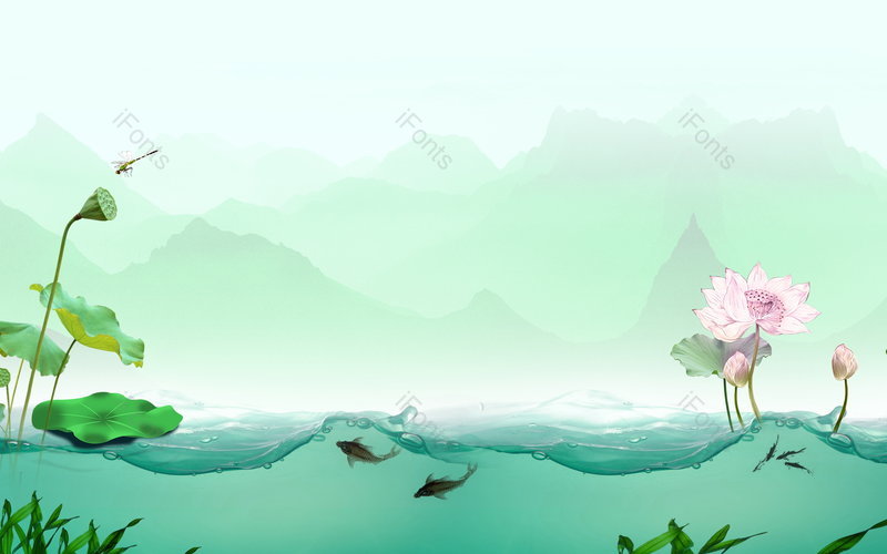 简约大气中国风复古端午节荷花水面山水背景,插画/手绘图,插画/手绘图库,插画/手绘图下载,插画/手绘